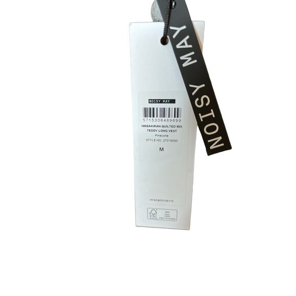 Noisy May Nmsakiran Quilted Mix Sherpa Fur Long Vest Jacket M - Picture 7 of 9